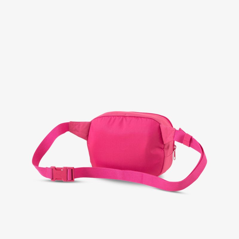Kompakte neonpinke Gürteltasche mit verstellbarem Riemen, ideal für unterwegs oder beim Sport.