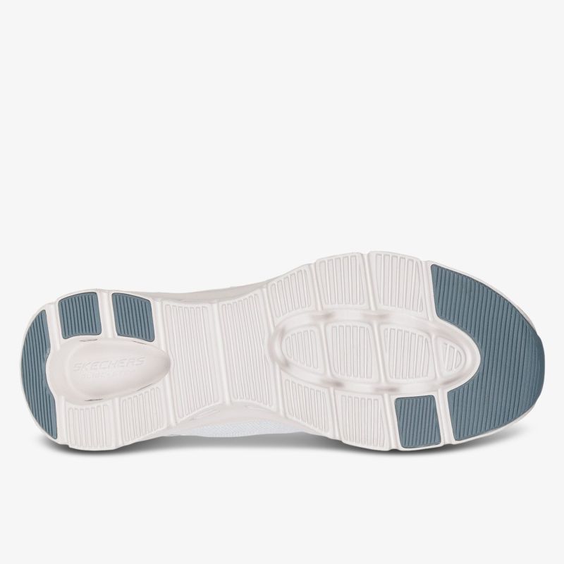 Weiße Schuhsohle mit rutschfestem Profil und modernen Flexzonen für optimalen Halt und Komfort