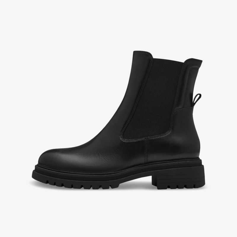 Schwarzer Chelsea-Stiefel mit elastischen Einsätzen, rutschfester Sohle und robustem, langlebigem Material