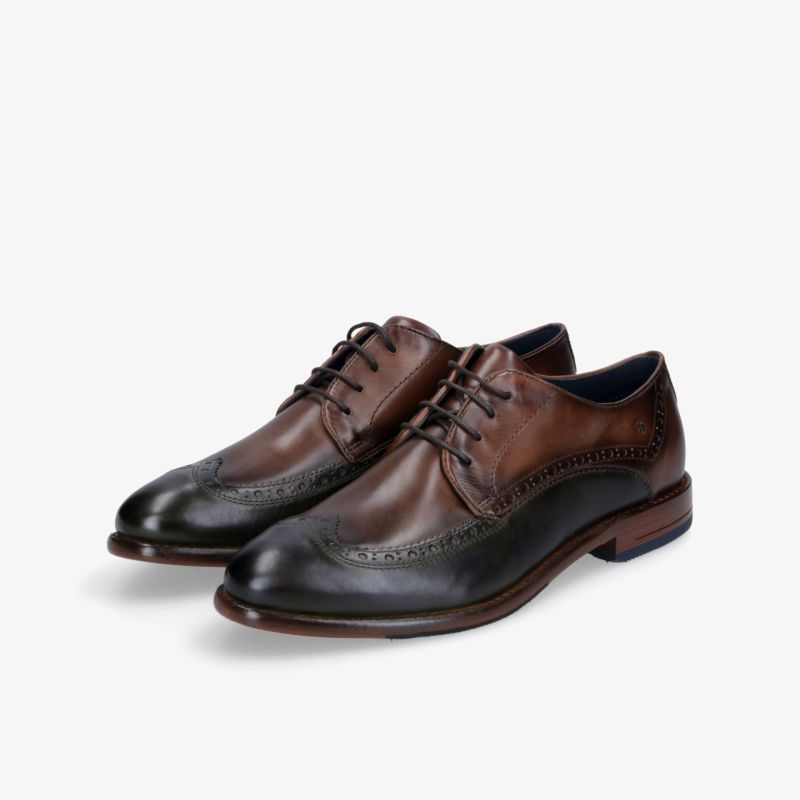 Elegante zweifarbige Lederschuhe mit klassischem Design und Schnürung, ideal für formelle Anlässe.