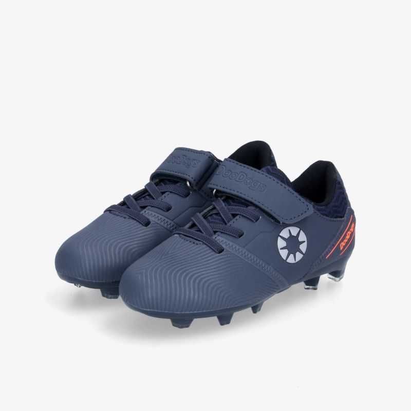 Blaue Fußballschuhe mit optimaler Traktion und Klettverschluss für bequemen Halt und Kontrolle auf dem Spielfeld.