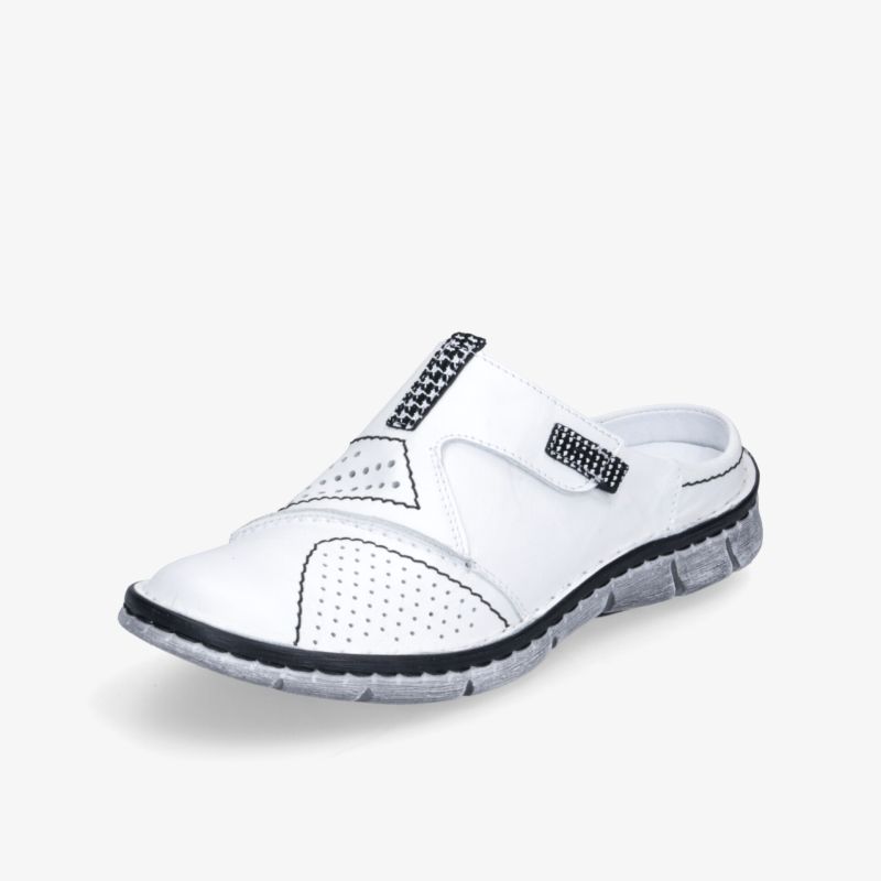 Weißer leichter Schuh mit perforiertem Obermaterial und flexibler Sohle, komfortabel und atmungsaktiv
