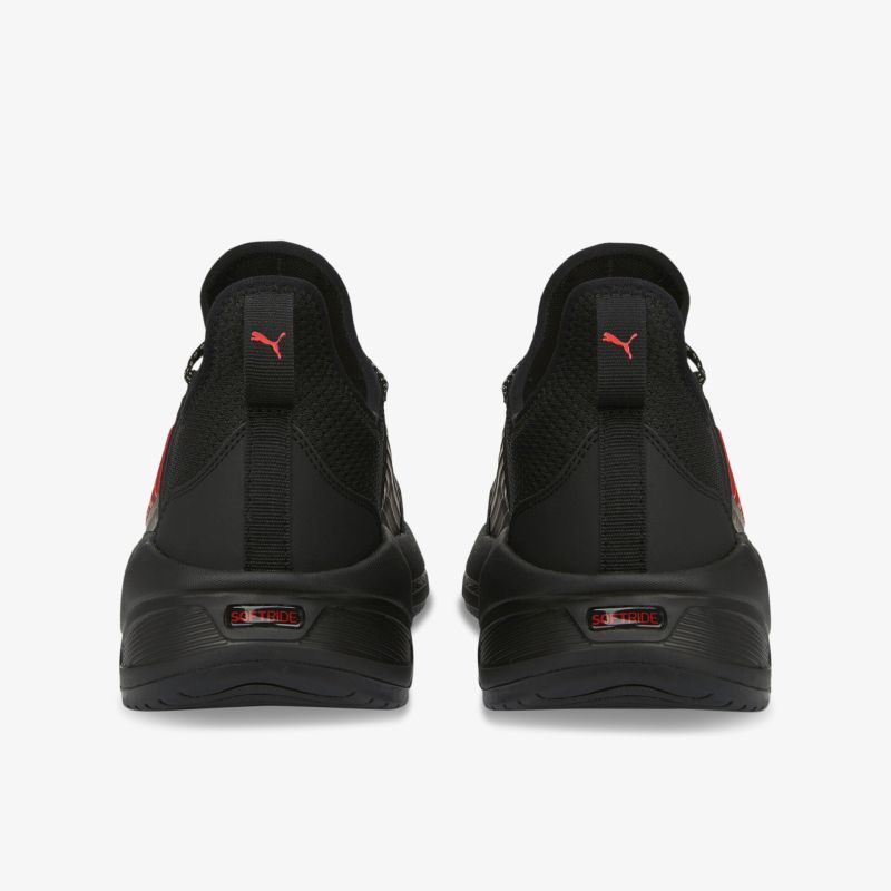 Elegante schwarze Sportschuhe mit rotem Logo und stabiler Konstruktion für optimalen Komfort und Leistung