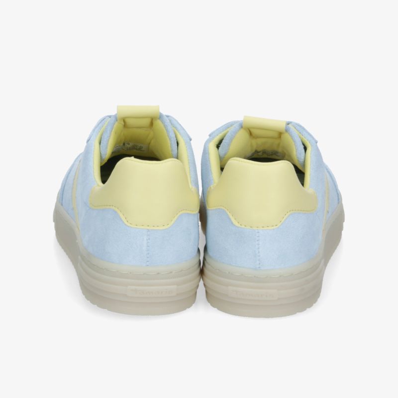 Bequeme und robuste Schuhe in Gelb und Hellblau mit gepolstertem Schuhkragen, rutschfester Sohle und stilvollem Design