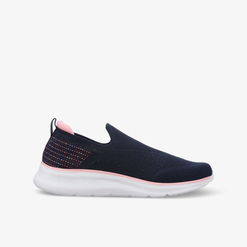 Moderner Slip-On-Sneaker in Dunkelblau mit kontrastierenden Details und bequemer, rutschfester Sohle.