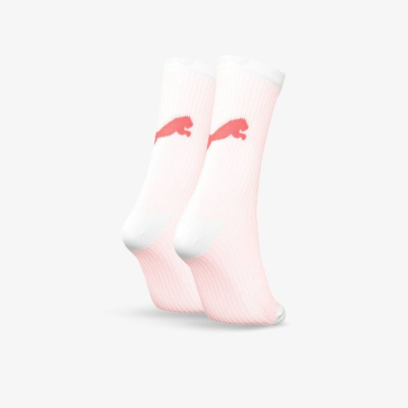 Weißes Paar Socken mit elastischem Bund und weichem Material für komfortablen Sitz und sportlichen Stil