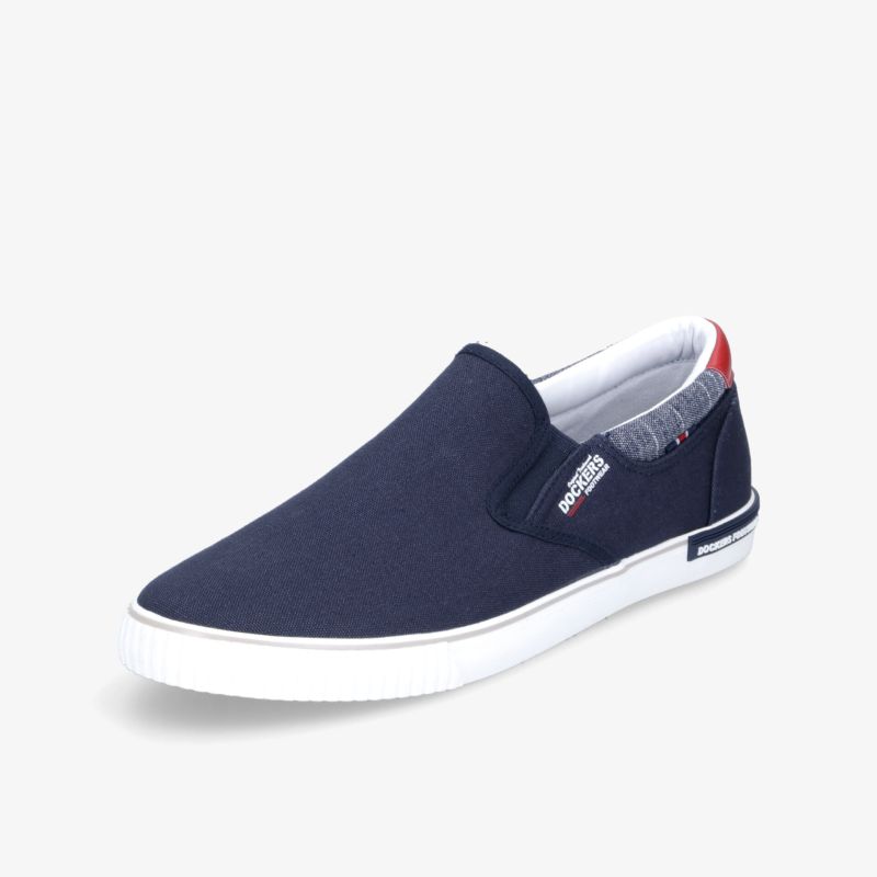 Moderner blauer Slip-On-Sneaker mit maritimem Stil, ideal für Freizeit und Alltag. Komfortabler und vielseitig tragbar.