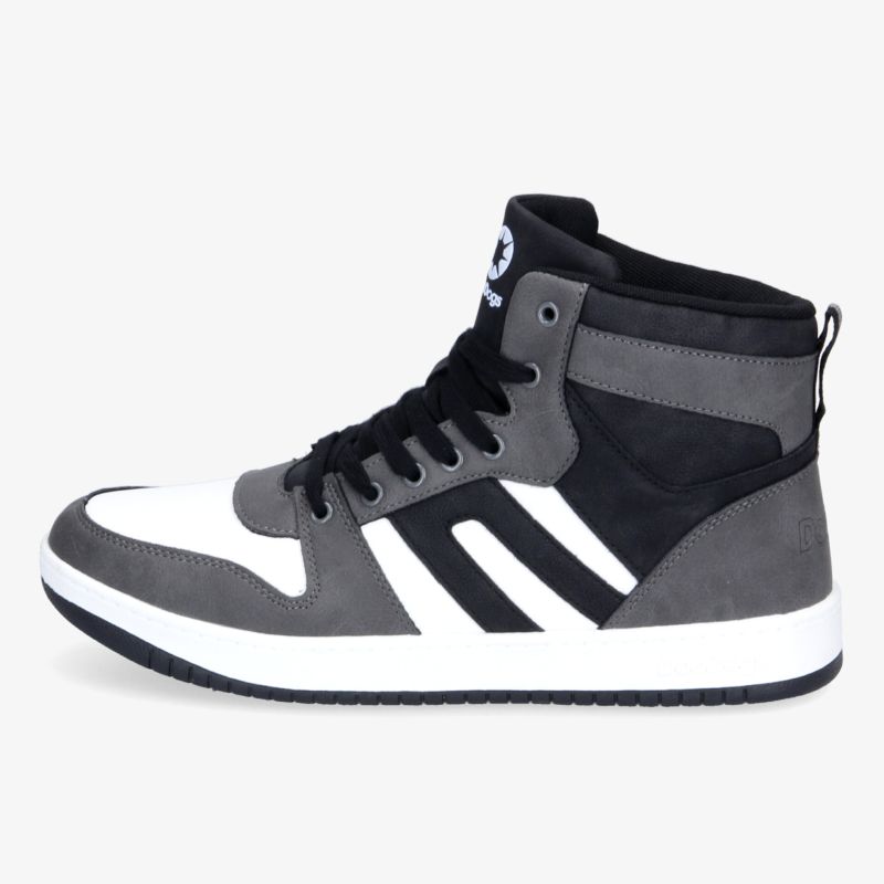 Modische High-Top Sneakers in Schwarz und Grau mit hohem Schaft und rutschfester Sohle für sportlichen Stil.