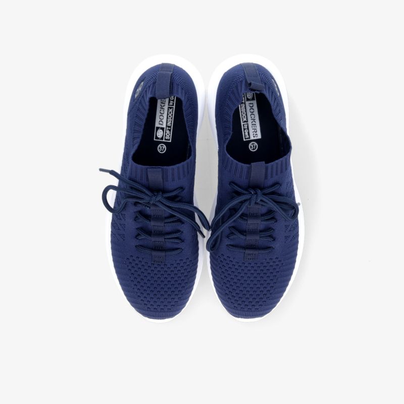 Blaue Sneaker mit atmungsaktivem Strickmuster und flexibler Sohle für höchsten Tragekomfort