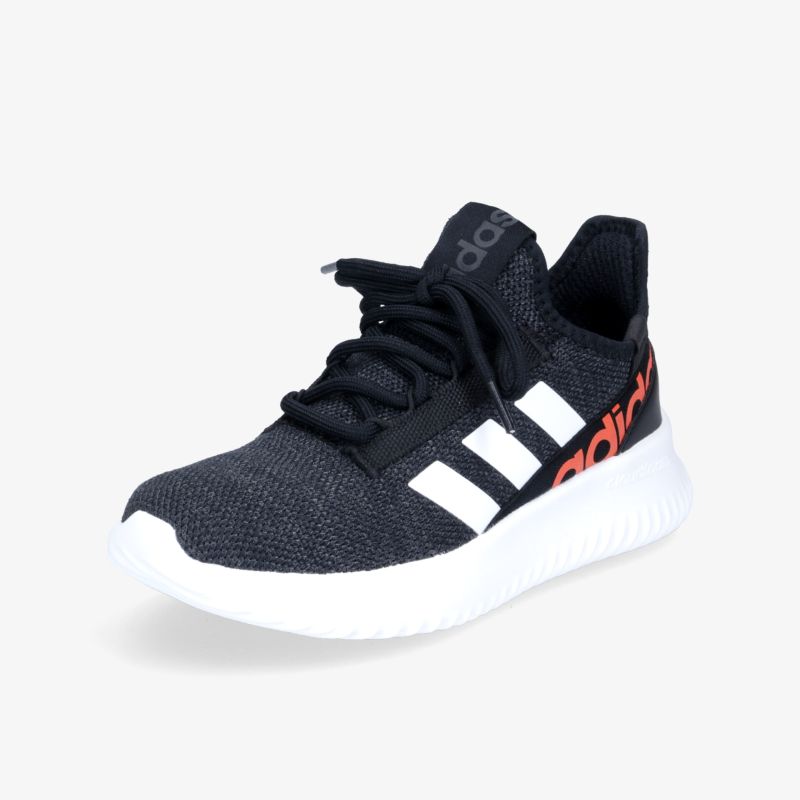 Stilvoller schwarzer Sneaker mit weißer Sohle und markantem Stripes-Design für optimalen Tragekomfort.