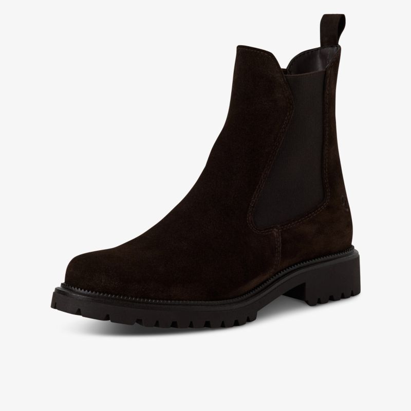 Schwarzer Chelsea Boot aus Wildleder mit elastischen Seitenteilen und robuster, rutschfester Gummisohle