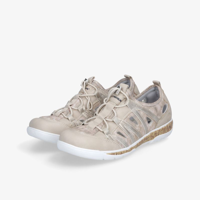 Beige Sneaker mit leichter, flexibler Sohle und atmungsaktivem, weichem Material für hohen Tragekomfort