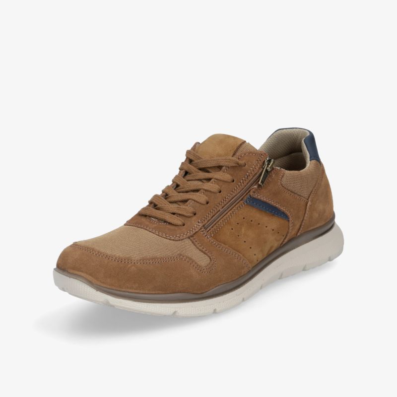 Moderner brauner Sneaker mit Reißverschluss und langlebiger, rutschfester Sohle für hohen Tragekomfort