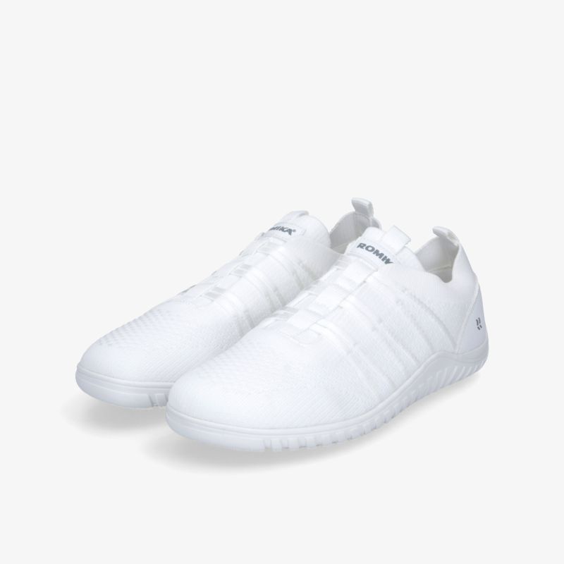 Weißes Sneaker-Paar mit flexiblem Design, leichter und bequemer Passform, rutschfeste Sohle und sportlichem Look