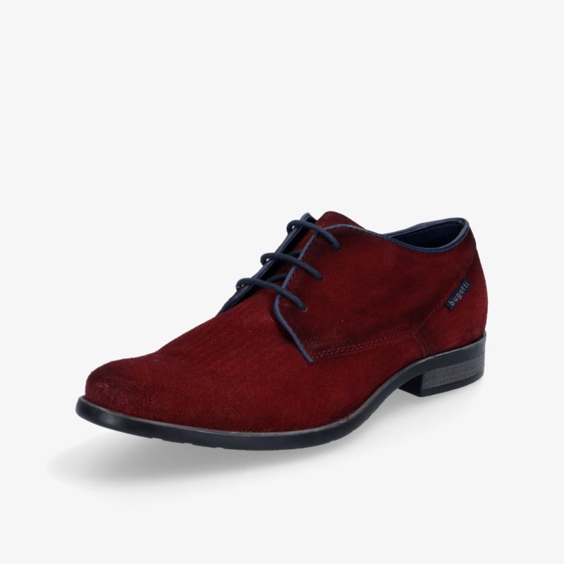 Eleganter roter Oxford-Schuh aus Leder mit stilvollen Schnürsenkeln und klassischem Design.