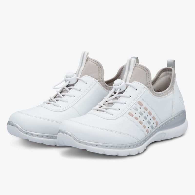 Weiße bequeme Sneaker mit atmungsaktivem Material und flexibler Sohle für sportlichen Tragekomfort