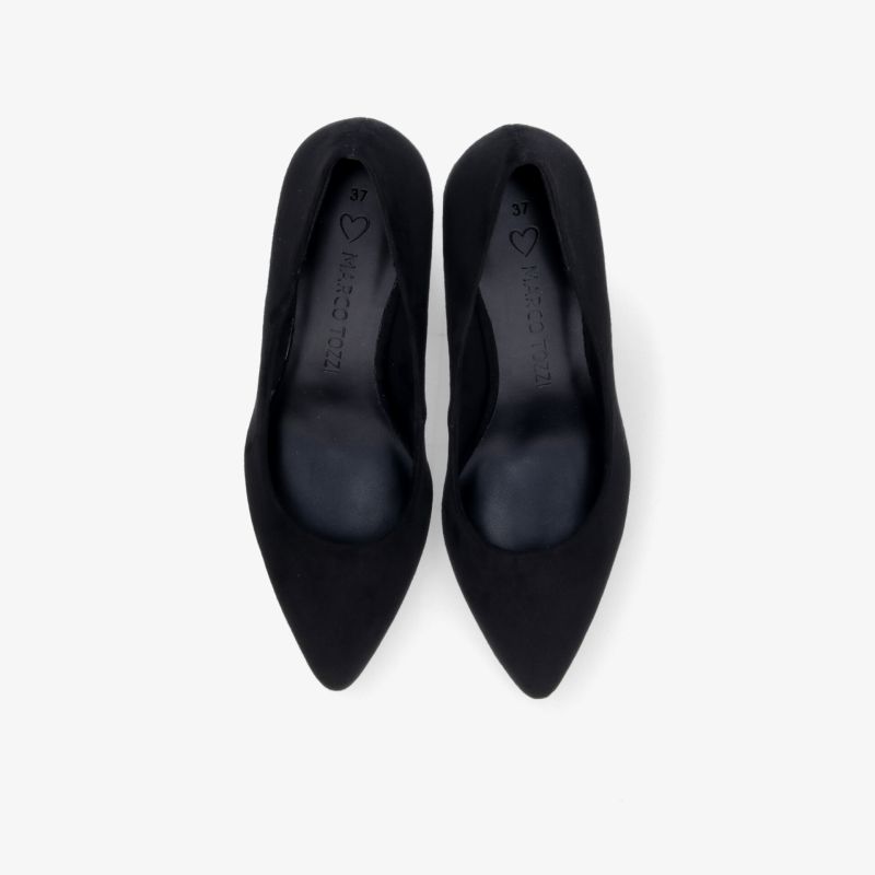 Elegante schwarze Pumps mit spitzer Front und klassischem Design für vielseitige Anlässe und stilvolle Auftritte.