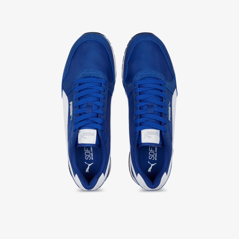 Stilvolle blaue Sneaker von oben, ideal für sportliche Aktivitäten und komfortables Tragegefühl.