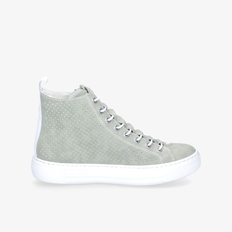 Minimalistischer grauer Sneaker mit weißer Sohle. Hoher Tragekomfort und stilvolles Design für jeden Anlass.