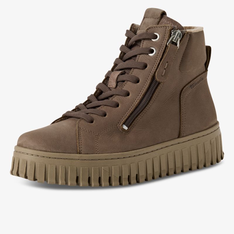 Schicker, bequemer Schuh mit Reißverschluss und Schnürung, dank profiliertem Laufsohlen-Design besonders strapazierfähig