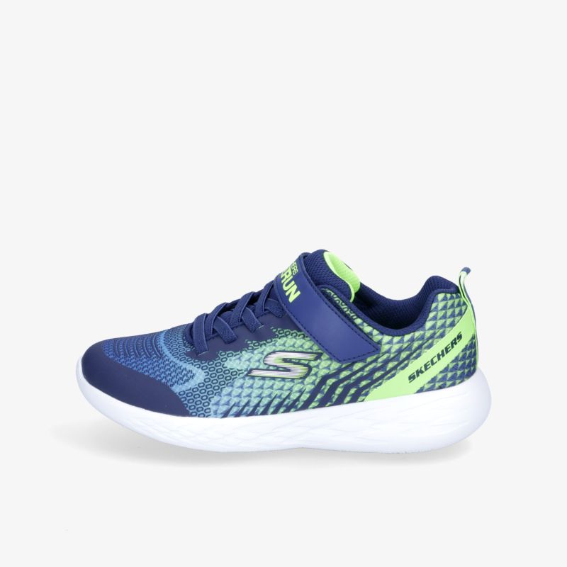 Blaue Freizeitschuhe mit grünem Akzent, ideal für sportliche und bequeme Aktivitäten.