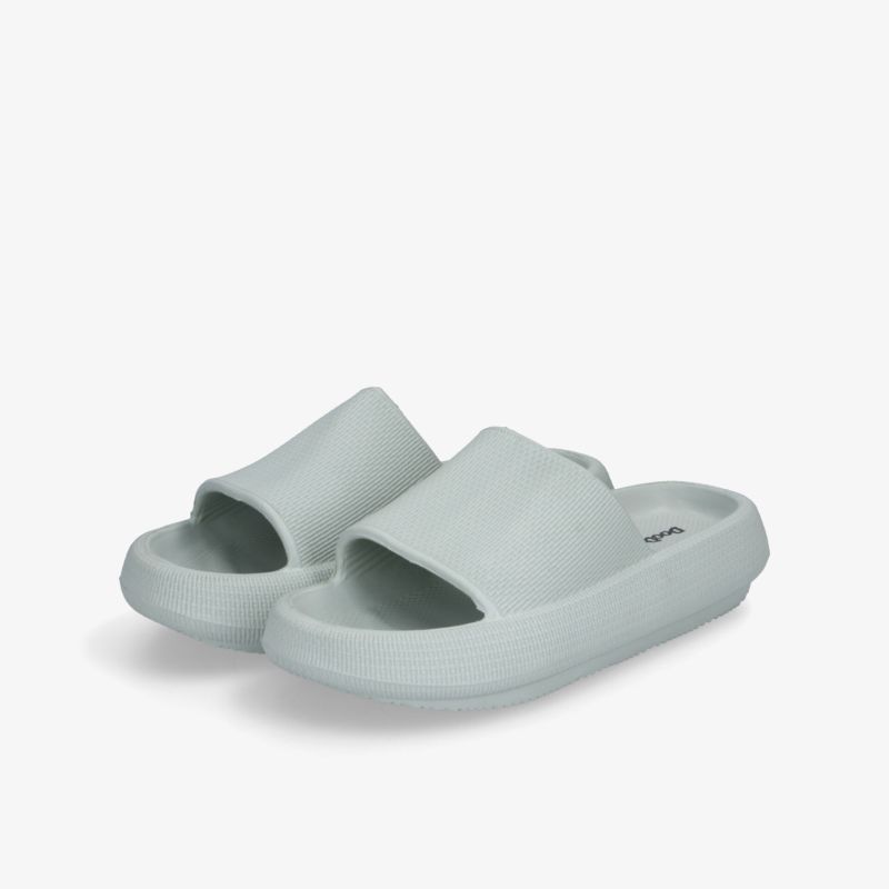 Bequeme graue Slides mit ergonomischem Design und rutschfester Sohle, perfekt für den Alltag.