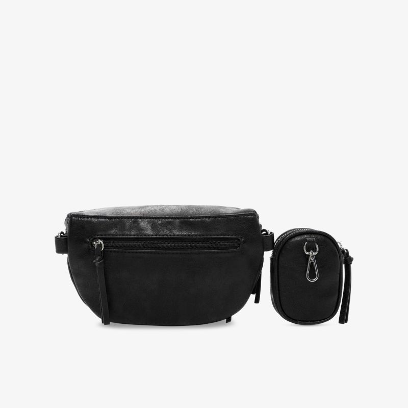 Vielseitige schwarze Bauchtasche mit praktischem Etui, kompaktem Design und stilvollem Reißverschluss.