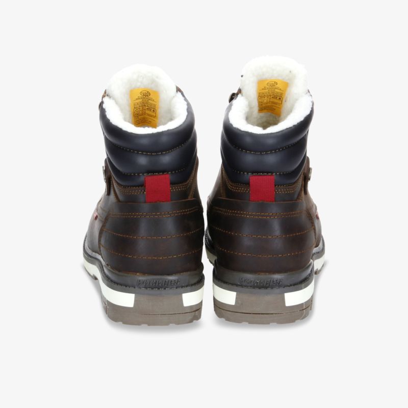 Robuste wasserdichte Winterstiefel mit warmem Innenfutter und rutschfester Sohle in Braun von hinten