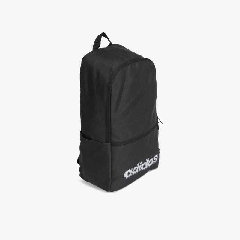 Schwarzer adidas Rucksack mit modernem Design und großem Hauptfach für vielseitige Nutzung.