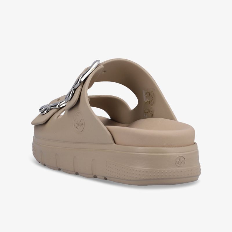 Beige Sandale mit verstellbarem Riemen und gepolsterter Sohle für hohen Tragekomfort im Alltag