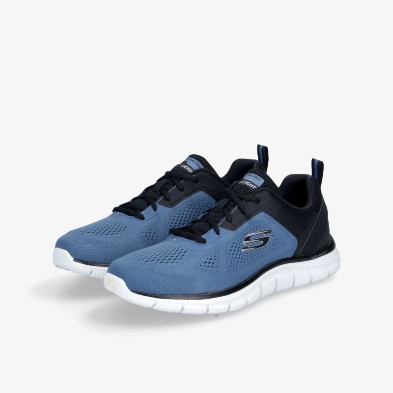 Sportlicher blauer Sneaker mit weißer rutschfester Sohle, atmungsaktivem Material und komfortabler Dämpfung