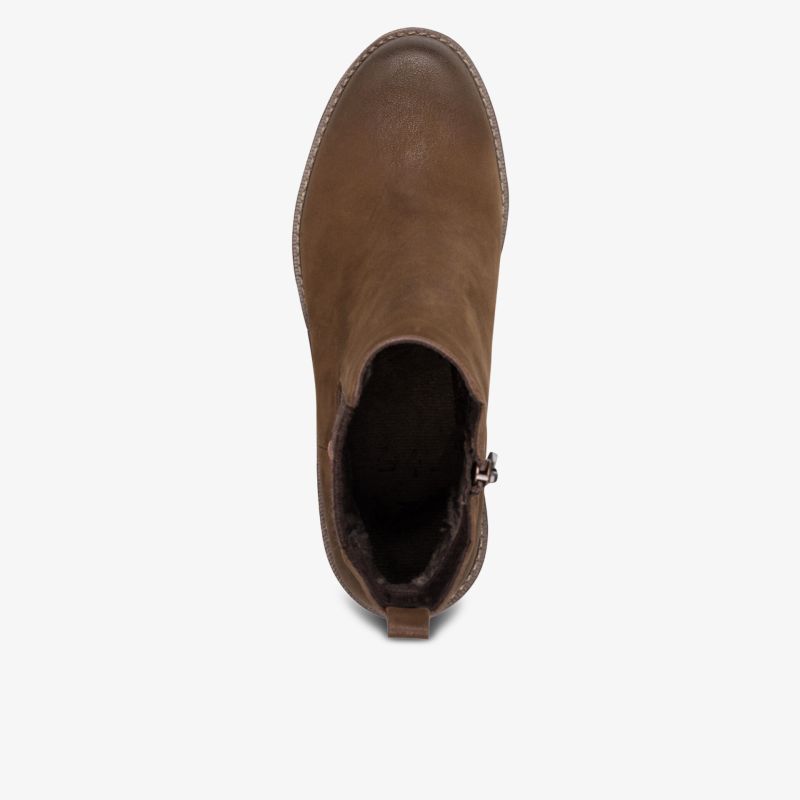 Braune Lederstiefelette mit praktischem Reißverschluss, bequem und robust für den Alltag