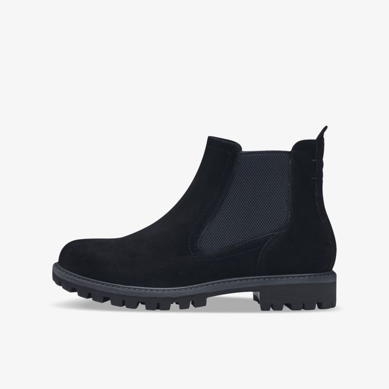 Elegante schwarze Stiefelette mit rutschfester Sohle und elastischen Einsätzen für hohen Tragekomfort.
