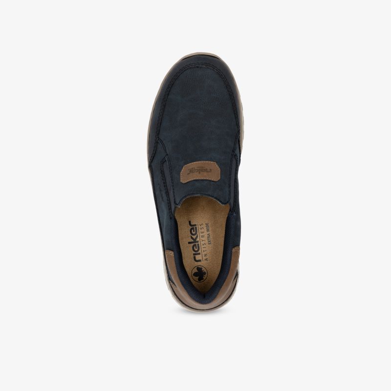 Schwarzer bequemer Slipper mit weicher Polsterung und rutschfester Sohle, flexiblem Material, Draufsicht