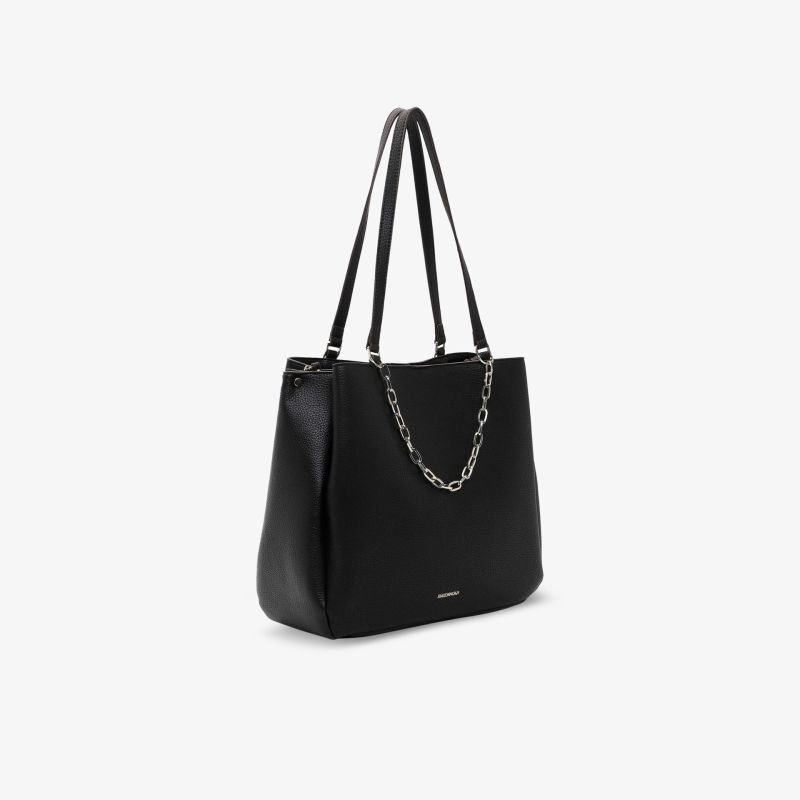 Elegante schwarze Schultertasche mit Kettendetail, modern und geräumig für vielseitige Nutzung.