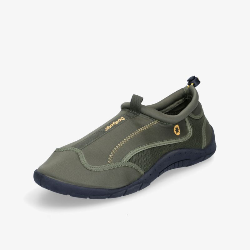 Leichter und flexibler Strandschuh in Olivgrün mit rutschfester Sohle und komfortabler Passform.