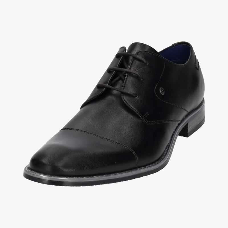 Eleganter schwarzer Lederschnürschuh mit klassischem Design und robuster Verarbeitung für vielseitige Anlässe.