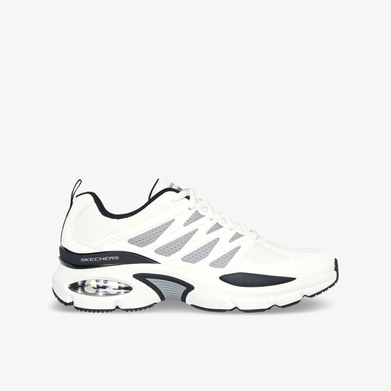 Moderner, seitlich angesehener Sportschuh in Weiß mit atmungsaktiven Einsätzen und dämpfender Sohle für hohen Tragekomfort