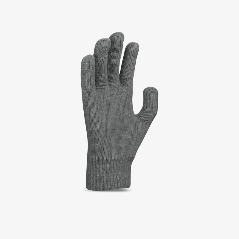 Grauer Handschuh mit rutschfestem Griff, ideal für kalte Tage, bietet Wärme und Komfort.