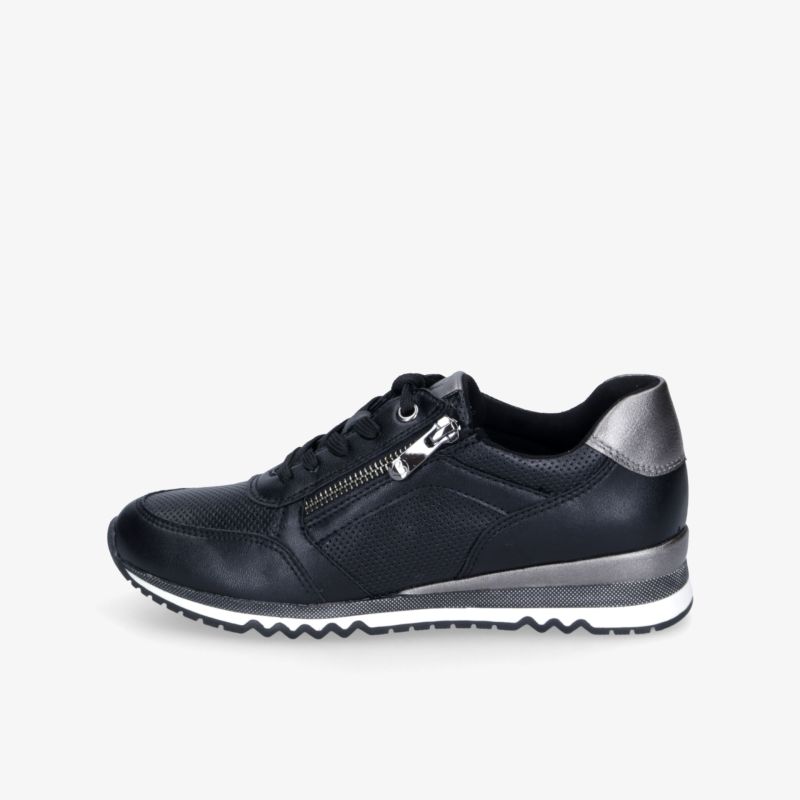 Schwarzer Sneaker mit seitlichem Reißverschluss, sportlich, bequem und rutschfester Profilsohle