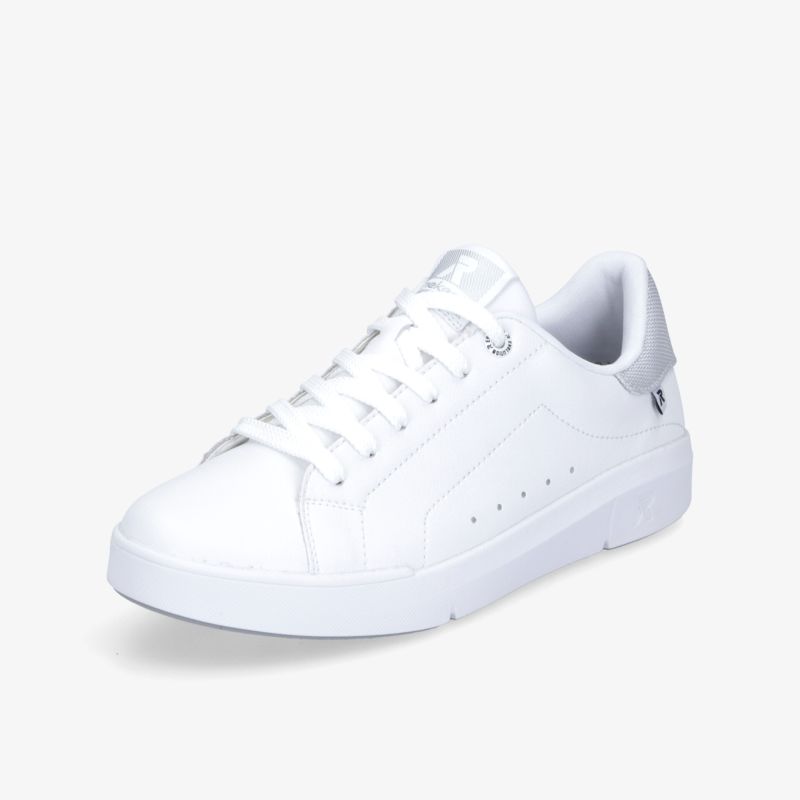 Klassischer weißer Sneaker mit zeitlosem Design und Schnürsenkeln, ideal für Alltag und Freizeitaktivitäten.