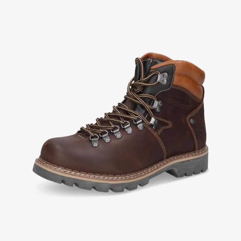 Robuster brauner Leder-Wanderstiefel mit rutschfester Profilsohle und stabiler Schnürung für optimalen Halt