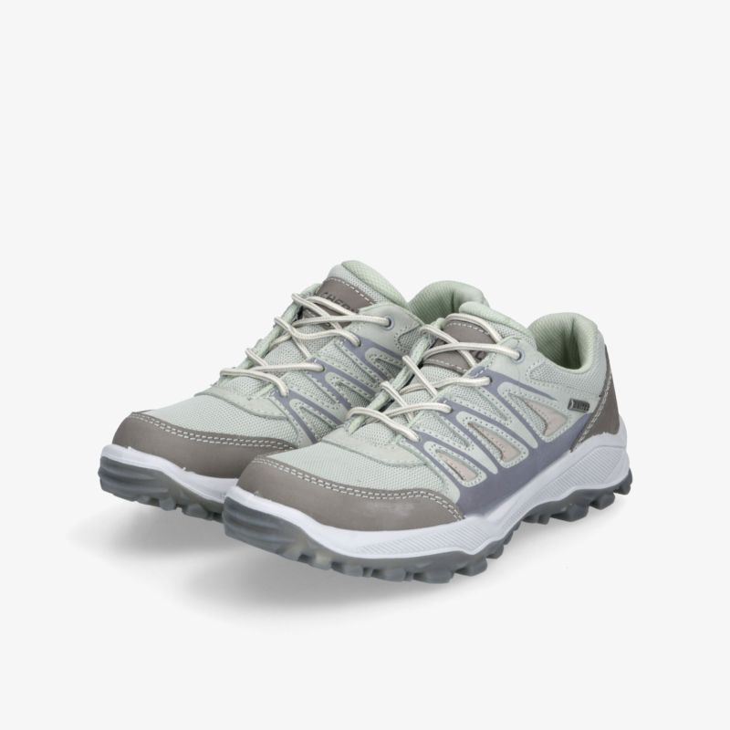 Sportliche Wanderschuhe in Grau-Weiß mit stabiler rutschfester Sohle und komfortabler Passform als Paar