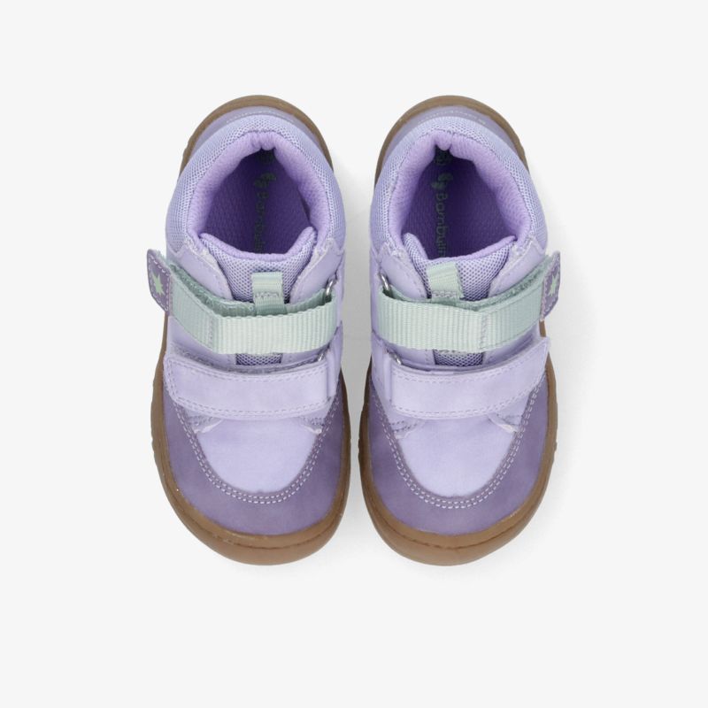 Bequeme lilafarbene Kinder-Sneaker mit verstellbarem Klettverschluss, rutschfester Sohle und weicher Polsterung