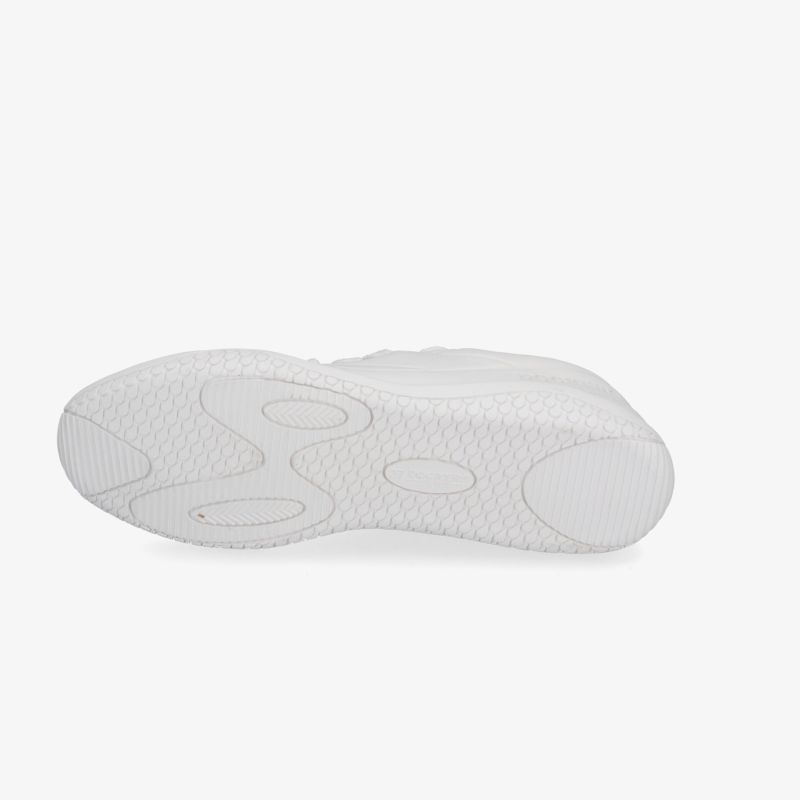 Weiße Schuhsohle mit rutschfestem Profil und flexibler, langlebiger Struktur für optimalen Halt