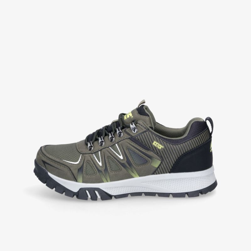 Robuster und komfortabler Outdoor-Sneaker mit griffiger Sohle und atmungsaktivem Material, seitliche Ansicht