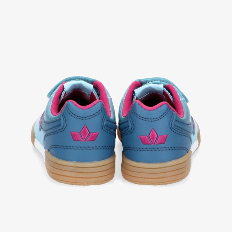 Stylische blaue Turnschuhe mit Gummisohle und markantem Design für optimalen Komfort.