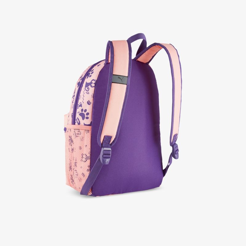 Stilvoller violetter Rucksack mit rosa Akzenten, ideal für den täglichen Gebrauch und ausreichend Stauraum.