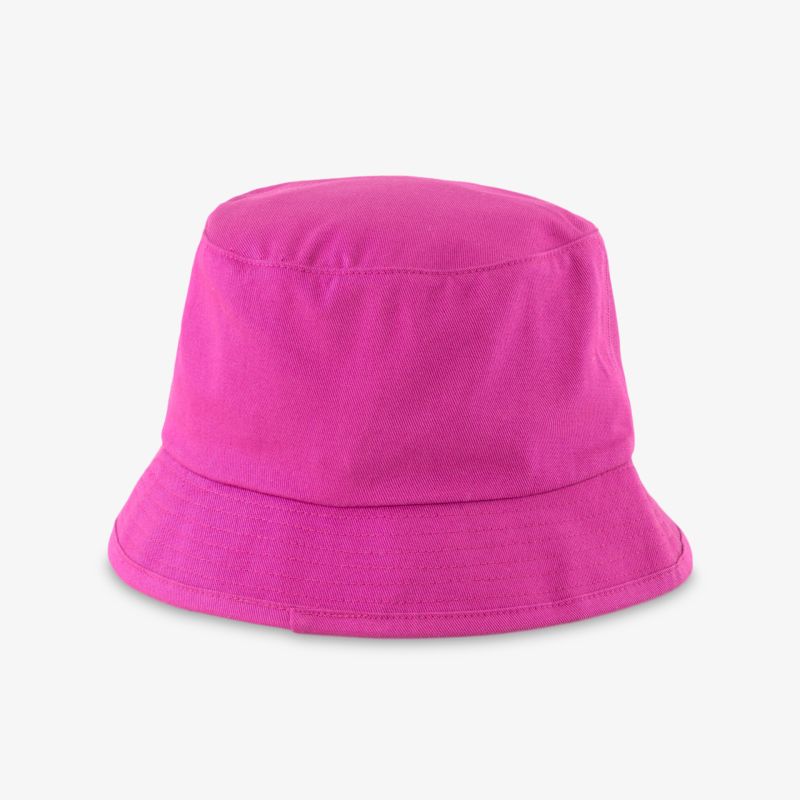 Leuchtend pinker Eimerhut aus weichem Material für modischen Stil und Komfort.