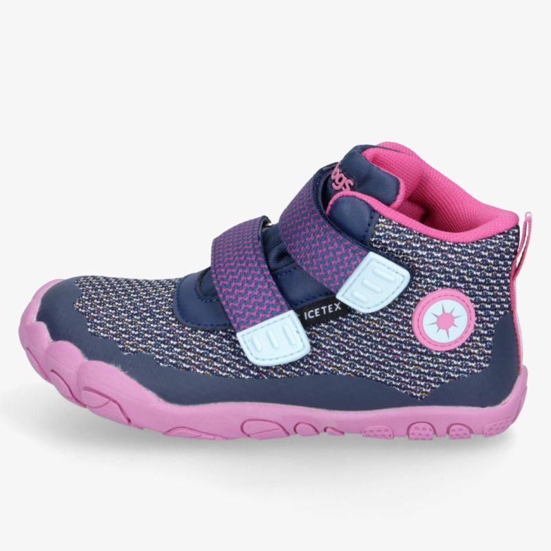 Sneaker in Lila und Pink mit zwei Klettverschlüssen, rutschfester Sohle und flexiblem Obermaterial seitlich